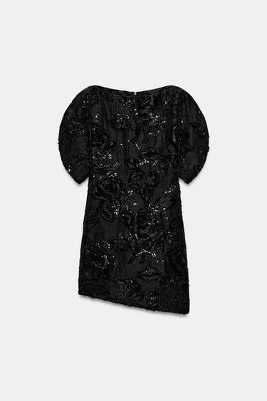 ZW COLLECTION EMBROIDERED MINI DRESS - Black by Zara