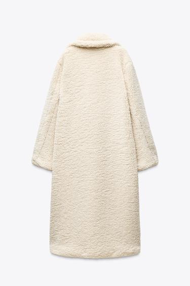 MANTEAU LONG EFFET MOUTON - Blanc cassé de Zara - Image 5