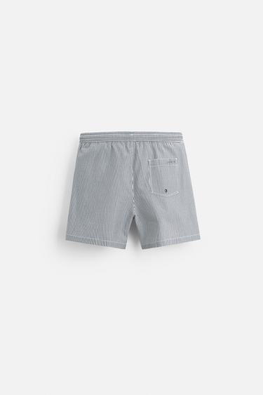 Zara SEERSUCKER MEDIUM SWIMSUIT - Navy blue