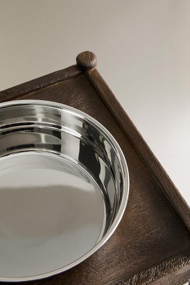 TALL WOODEN PET FOOD BOWL - Brown by Zara - Image 2