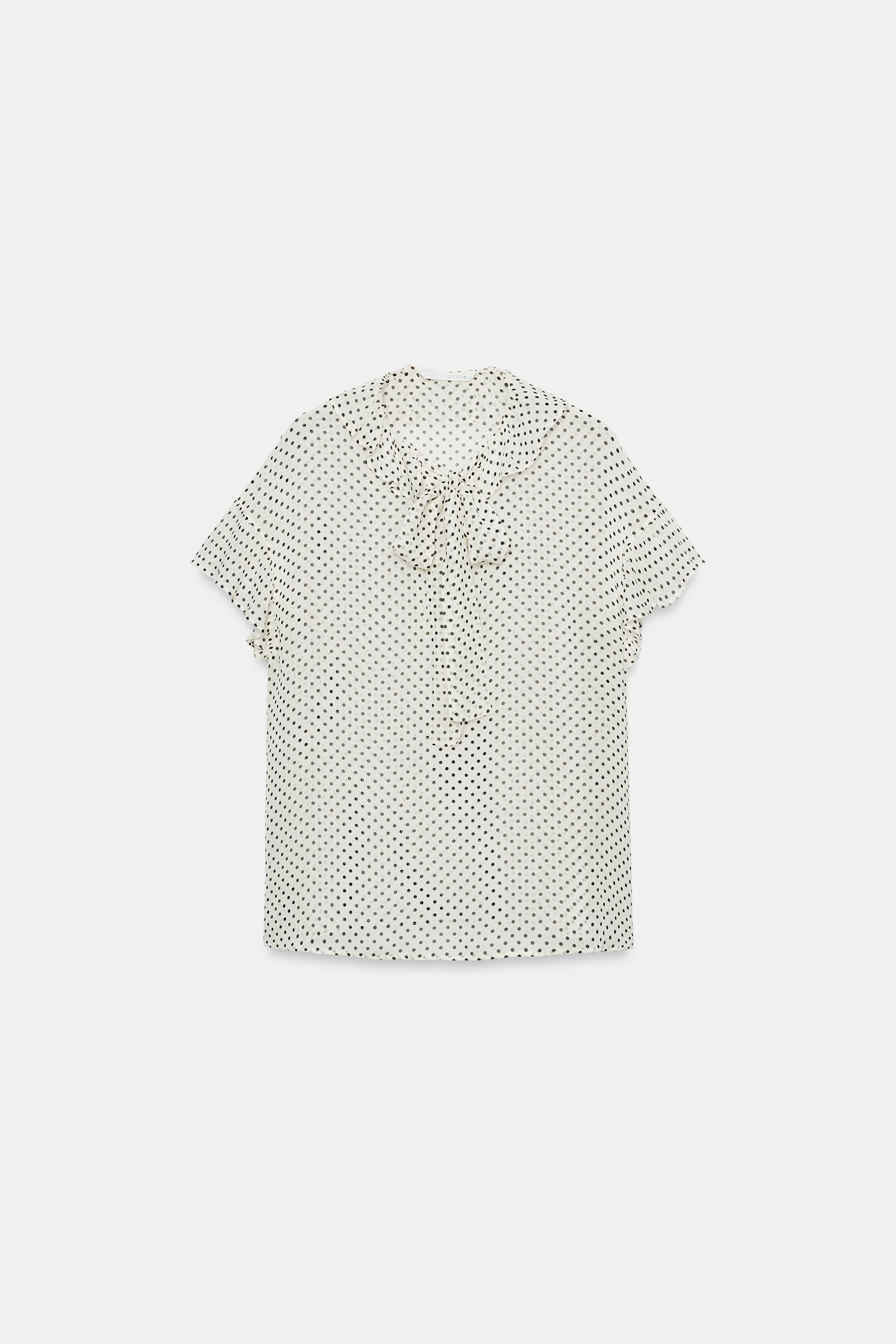TIED POLKA DOT BLOUSE ZW COLLECTION