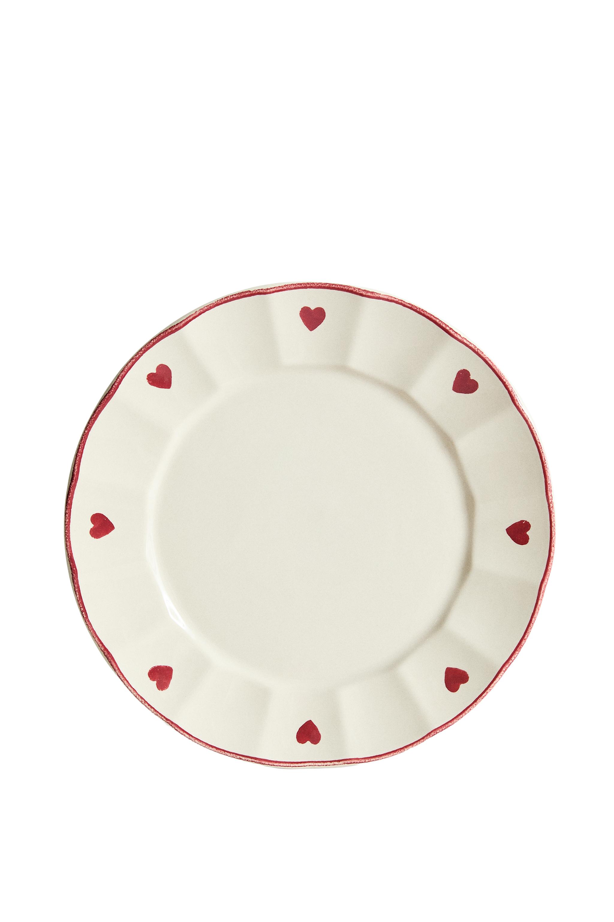 CHRISTMAS HEARTS DESSERT PLATE - White / Red | ZARA United States