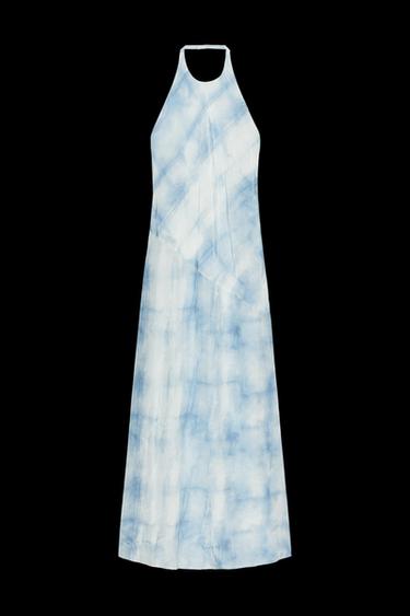 HALTER TIE-DYE DRESS - Sky blue by Zara