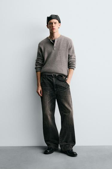 JEANS WIDE FIT - Carbón de Zara