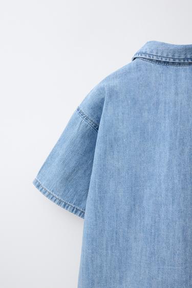 LABEL DENIM SHIRT - Light blue by Zara - Image 3
