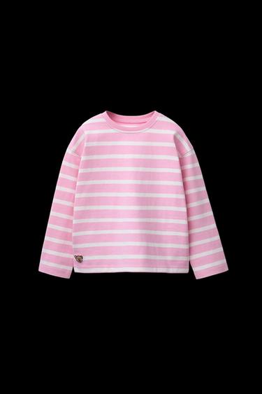CAMISETA RAYAS HEAVY WEIGHT BORDADO - Rosa de Zara