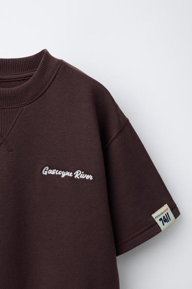 EMBROIDERED SLOGAN T-SHIRT AND BERMUDA SHORTS SET - Aubergine by Zara - Image 5