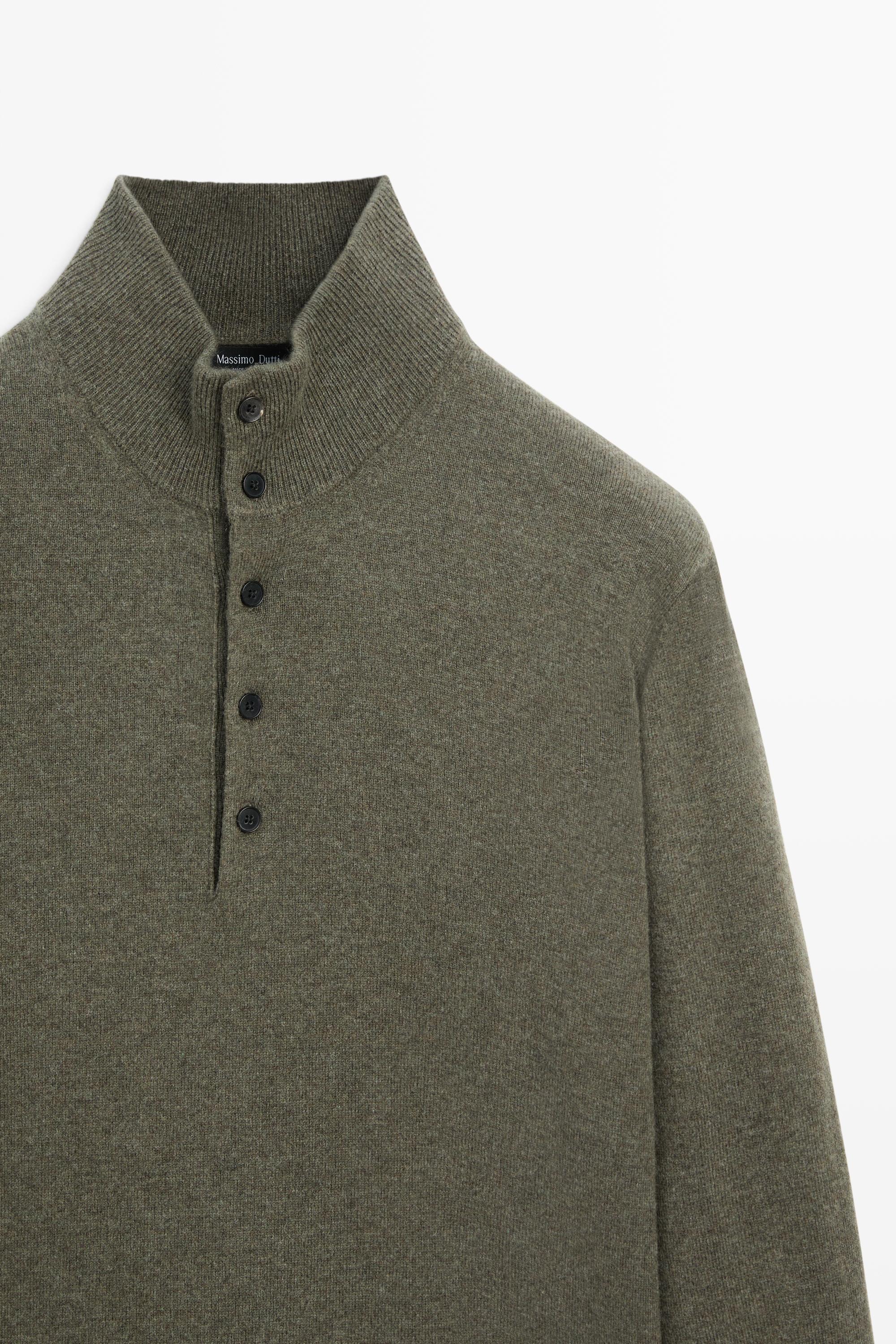 Wool blend mock neck knit sweater
