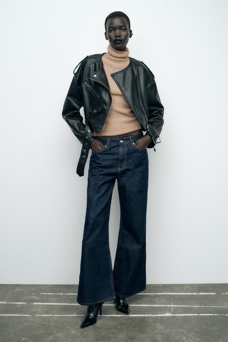 Black Leather Jacket Giubbino In Pelle Zara Donna Giacca Biker