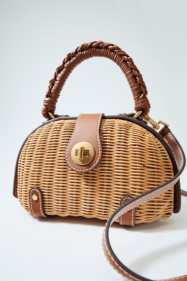 Zara RIGID MINI CROSSBODY BAG - taupe brown