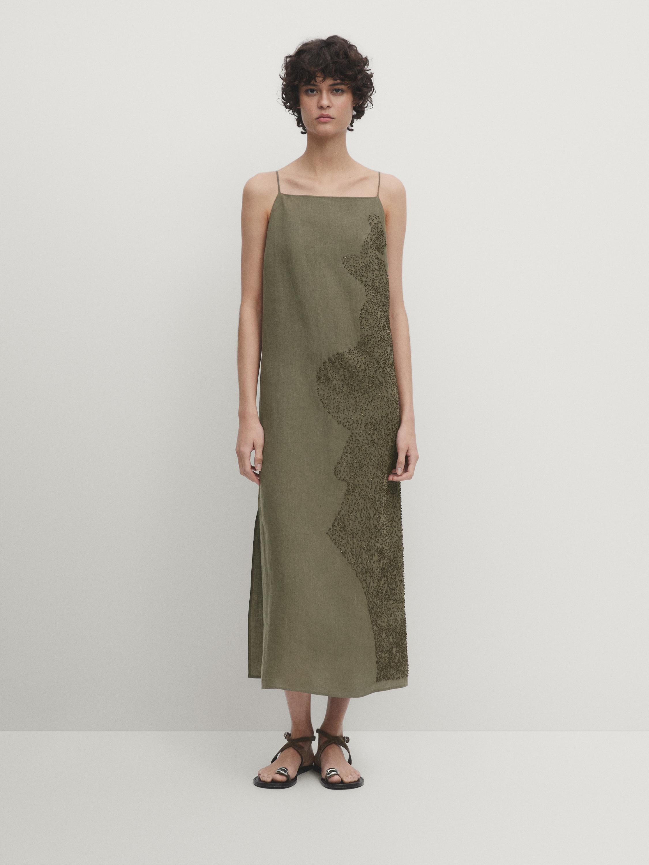 ZARA TIE-DYE LINEN BLEND offers DRESS LIMITED EDITION GREEN