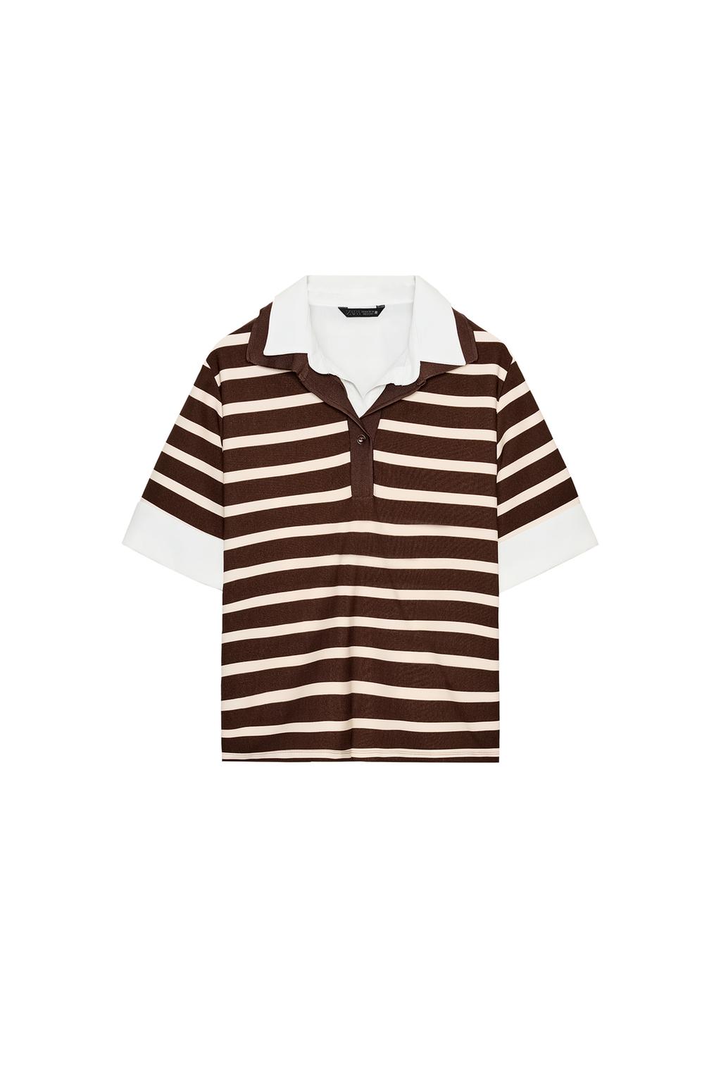 STRIPED COMBO POLO TOP - image 3