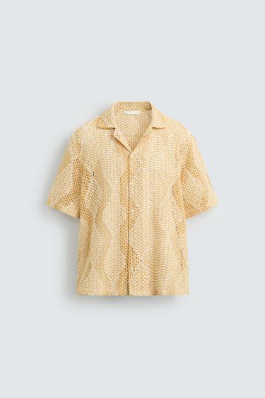 Zara 鉤織紋理襯衫 - 黃色