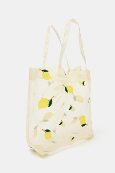 EMBROIDERED FABRIC BAG - Yellow by Zara - Image 1