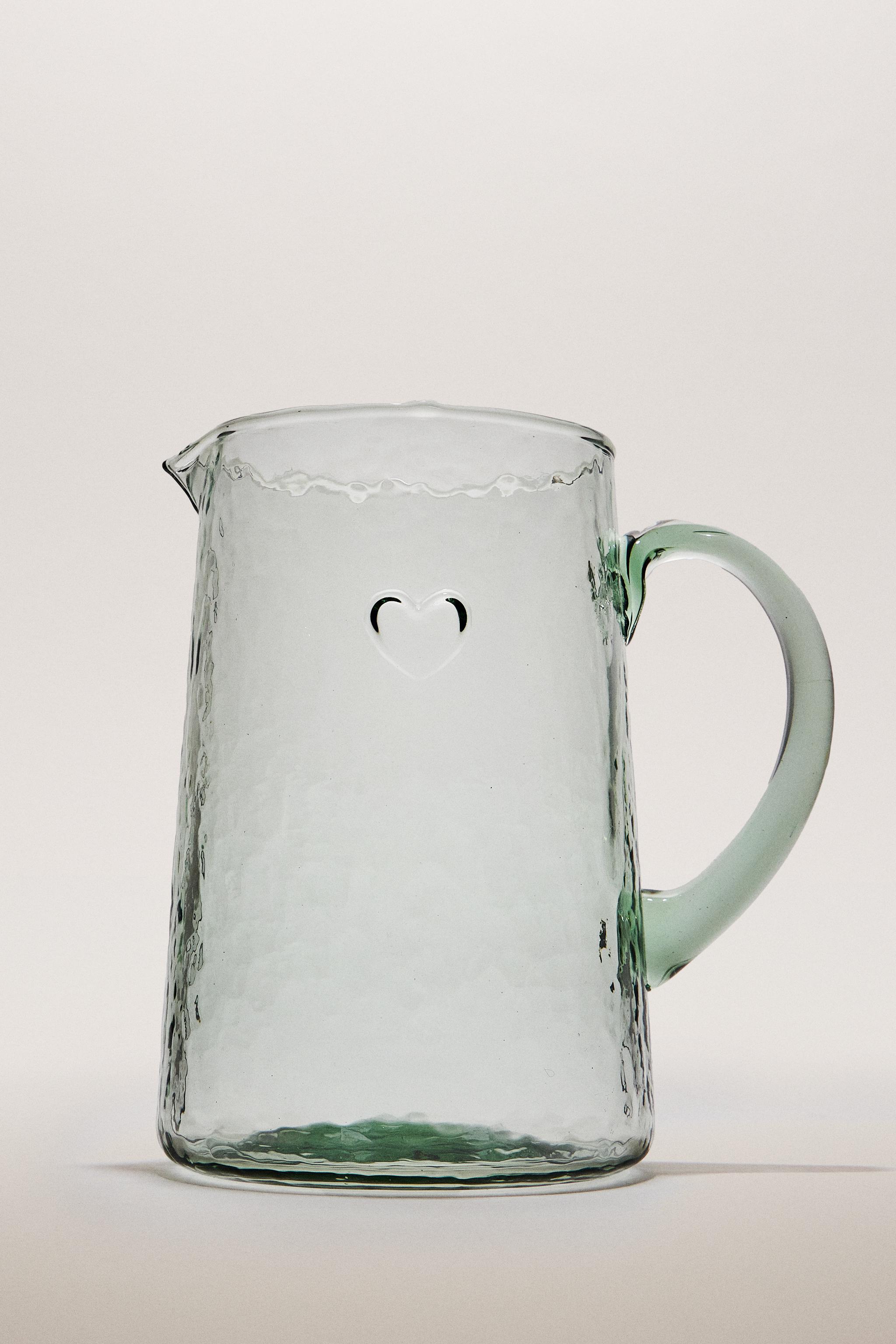 CHRISTMAS HEART GLASS PITCHER