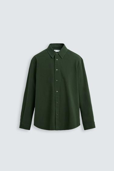 Zara TEXTURED JACQUARD SHIRT - Khaki