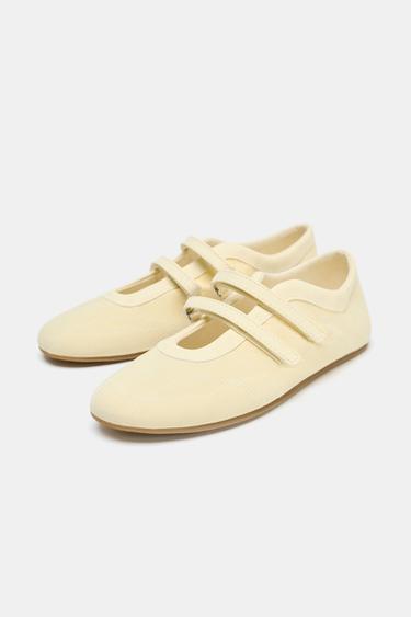 SATIN-EFFECT TOPSTITCHED BALLET FLATS - Yellow by Zara - Image 4