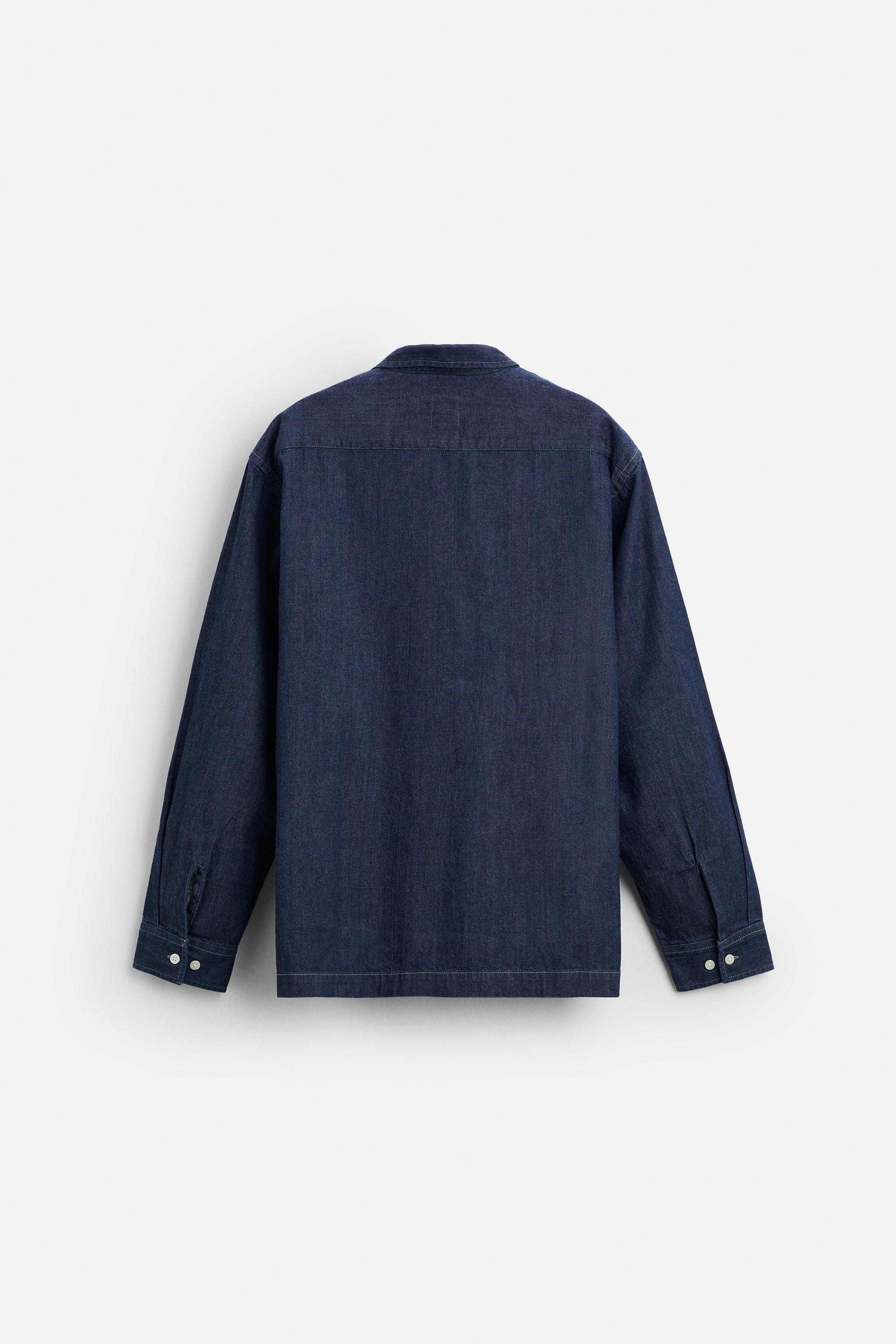 CAMICIA IN DENIM CON TASCHE Blu Verde ZARA Italia Italy