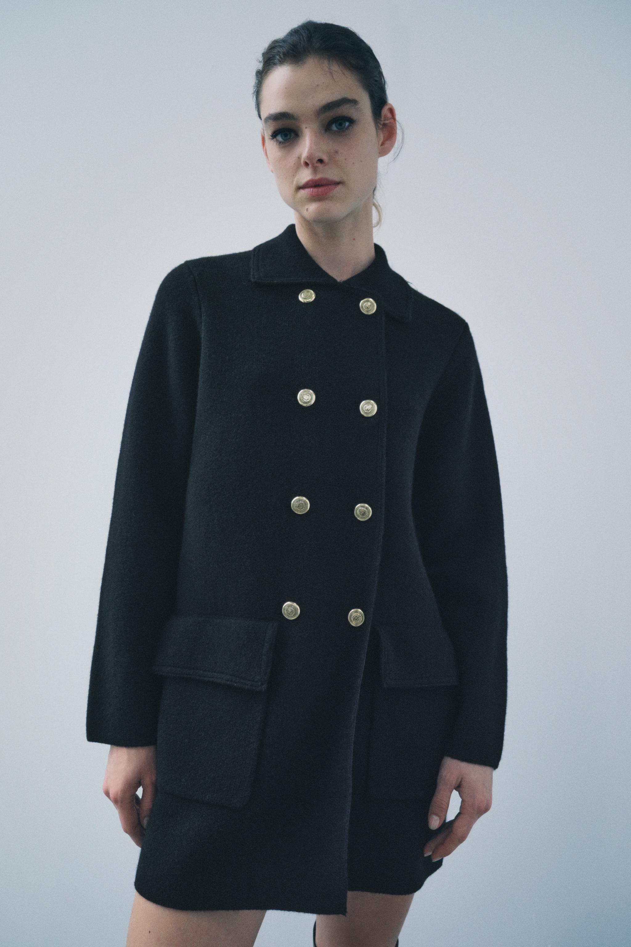 100% WOOL KNIT COAT - Black | ZARA United States