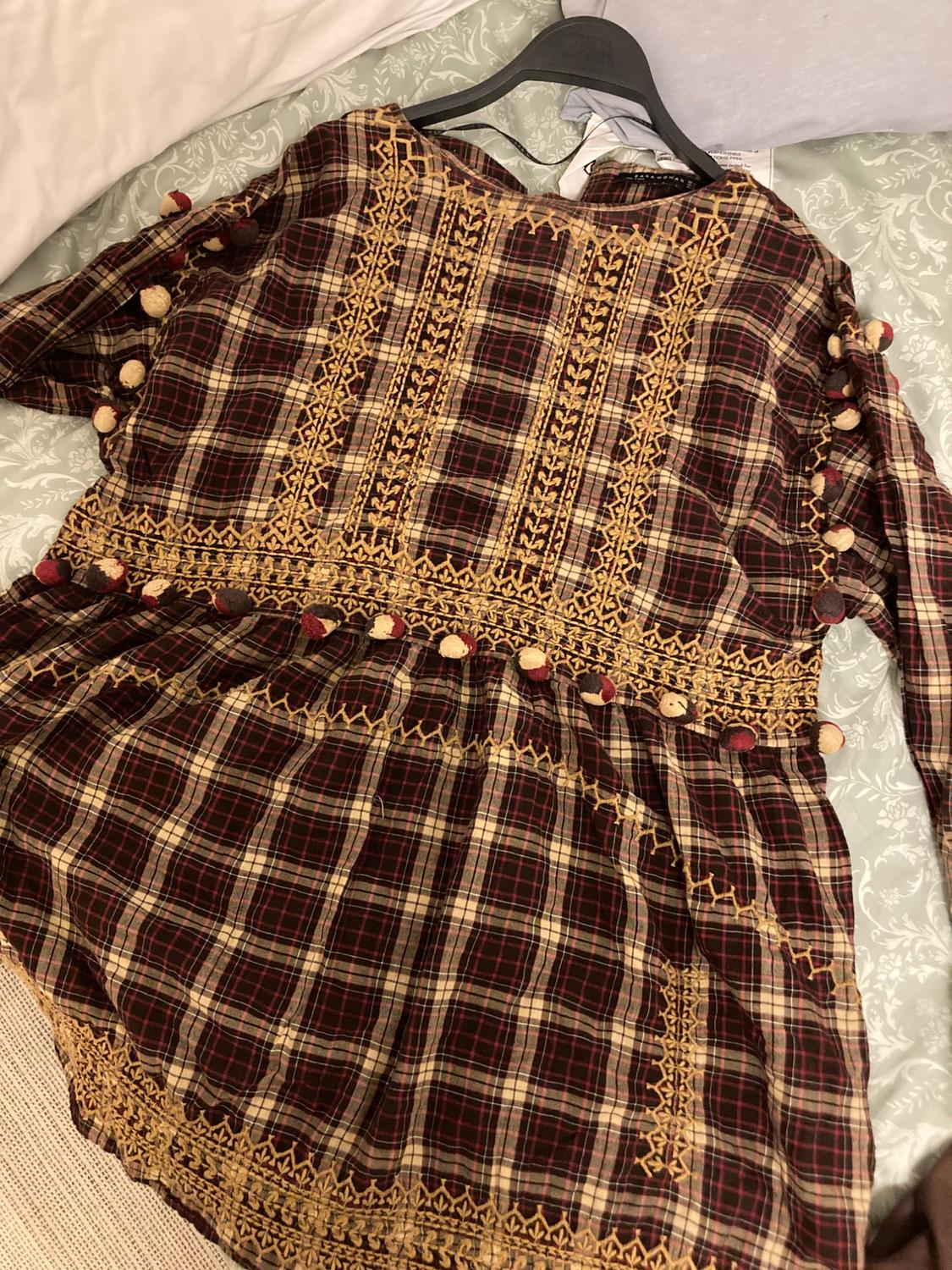 CHECKED DRESS WITH POMPOMS - Image 8