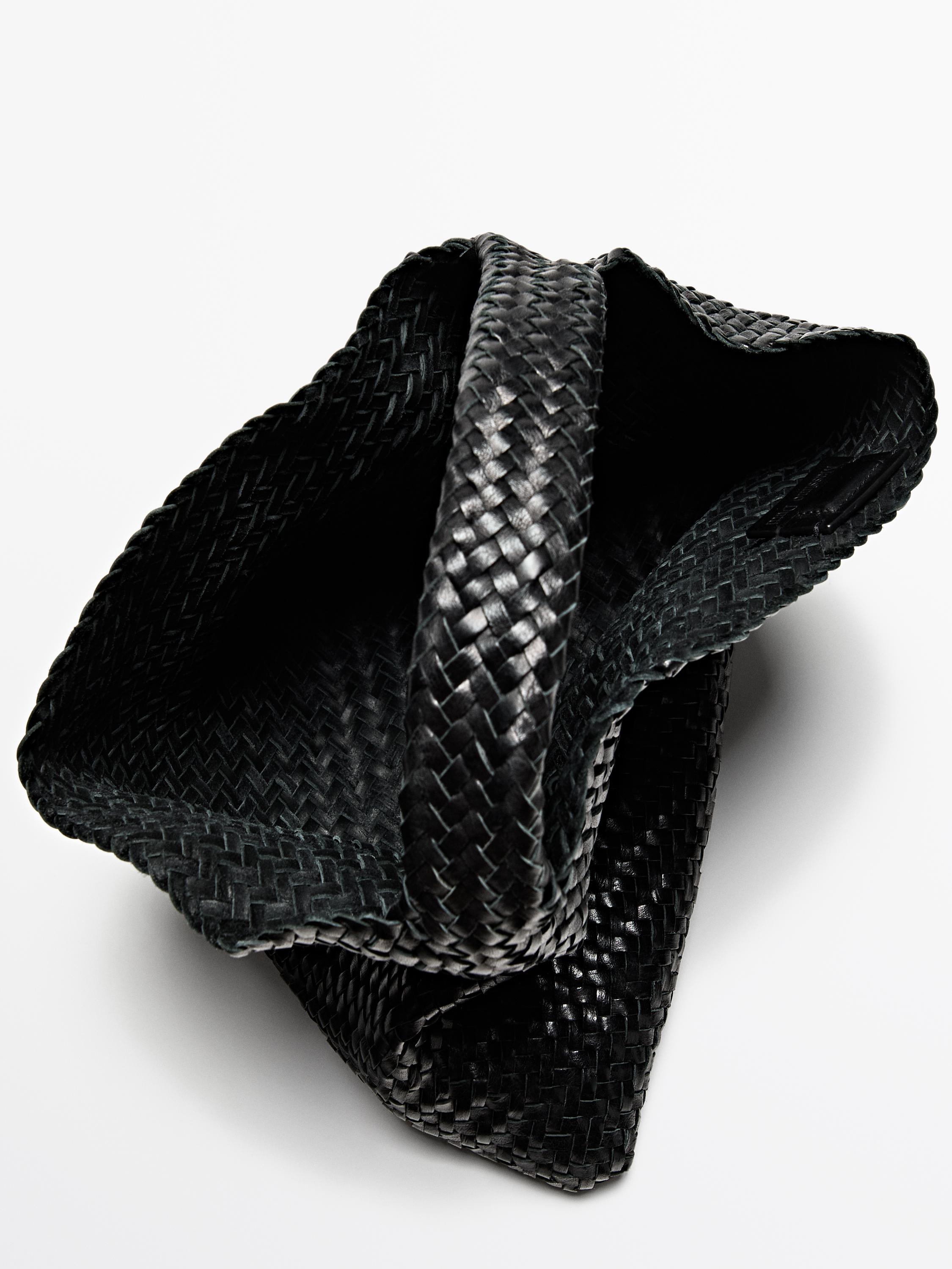 Braided nappa leather shopper bag