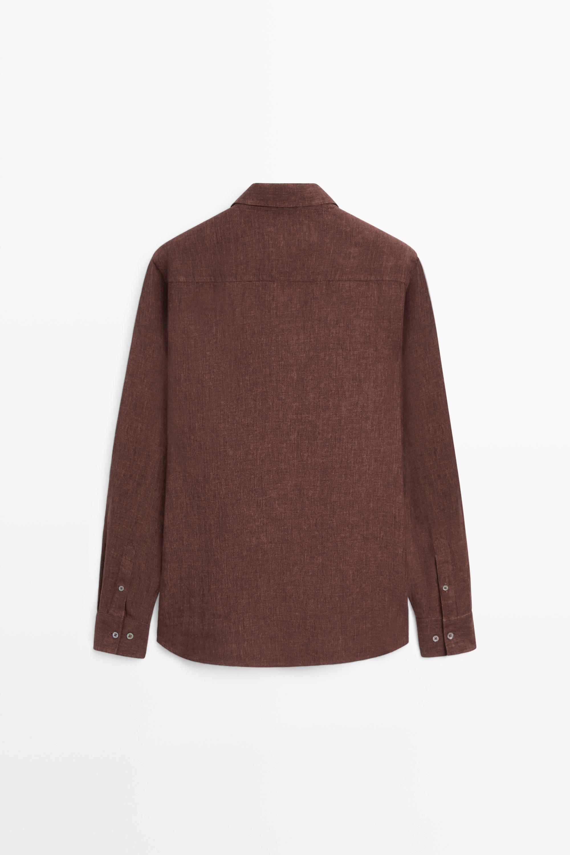 100% linen regular fit shirt with button detail
