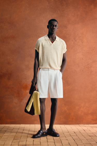 POLO PUNTO 100% LINO - Amarillo pastel de Zara - Imagen 0