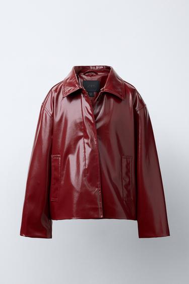 BLOUSON VERNIS COL AMOVIBLE - Bordeaux de Zara - Image 1