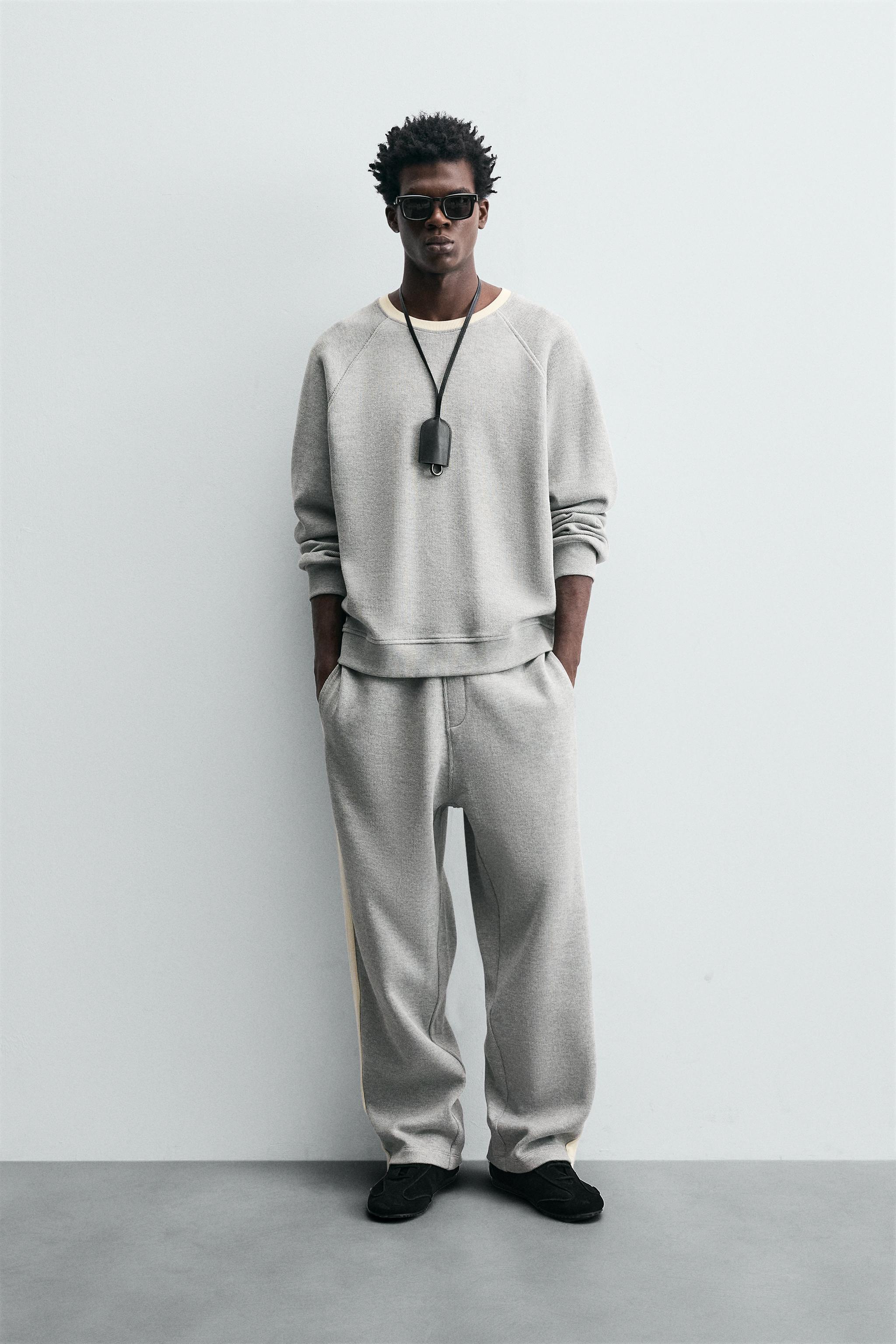 TEXTURED SWEATSHIRT WITH CONTRAST - Grey marl | ZARA New Zealand