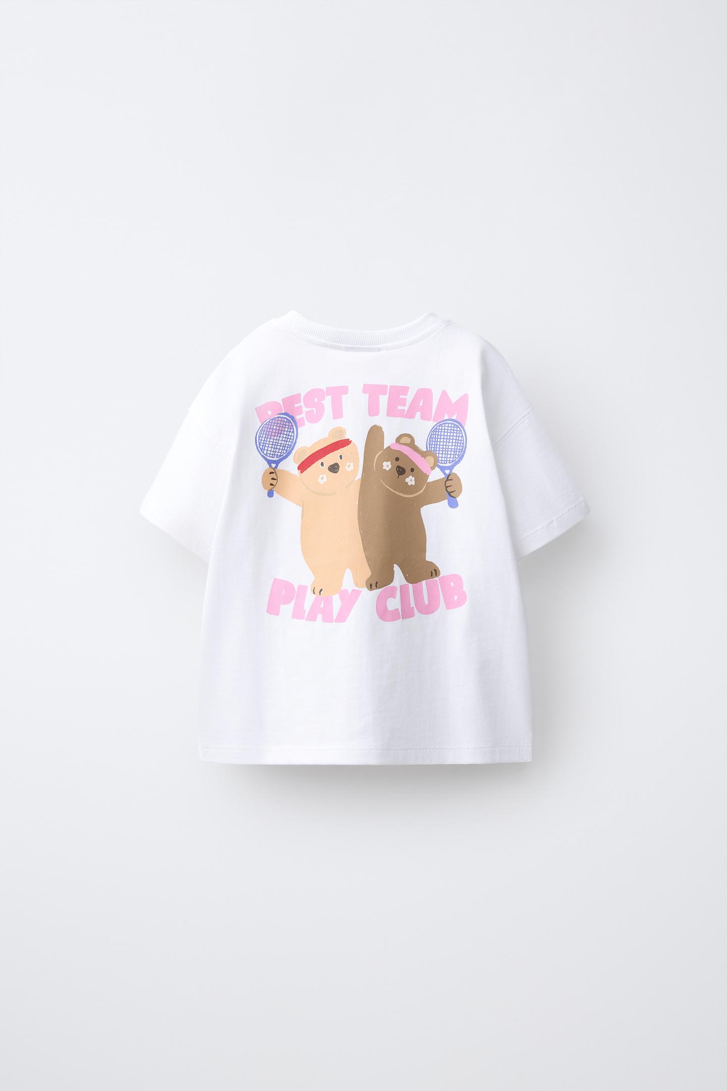 Детская футболка Zara Heart Print, цвет: Устричный белый — фото 2