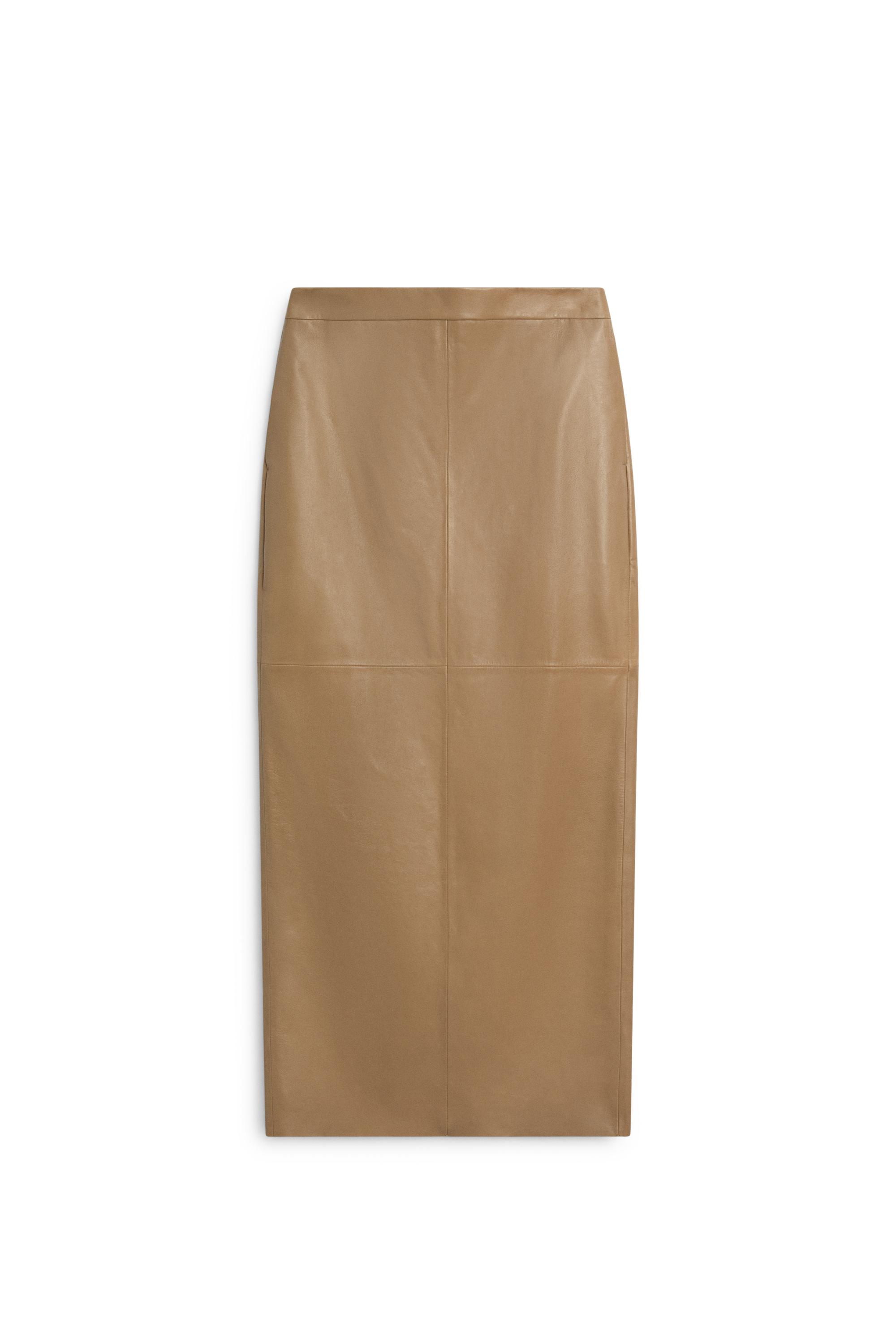 Nappa leather midi skirt with seams - LIMITED EDITION