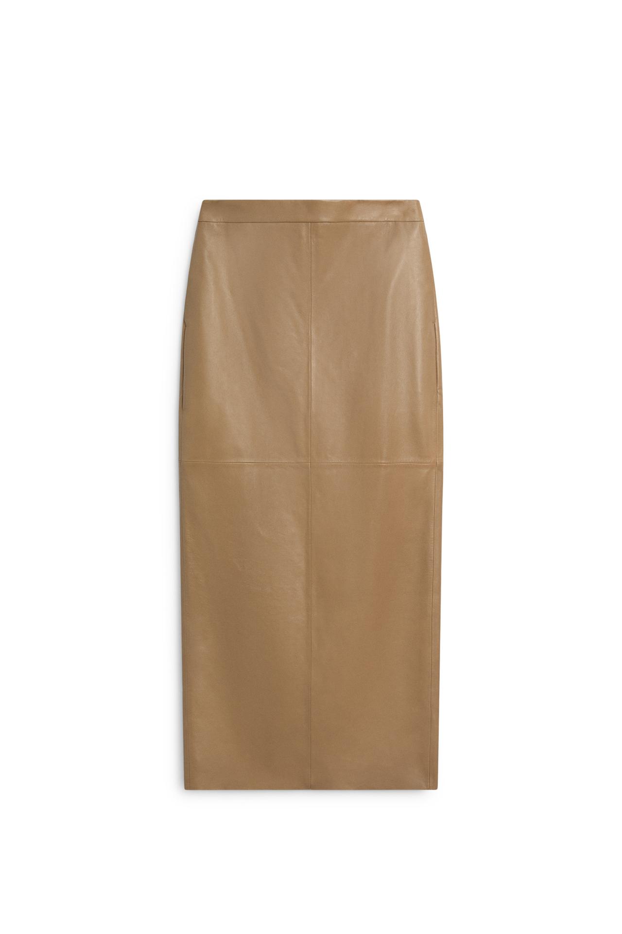 Nappa leather midi skirt with seams - LIMITED EDITION — Dark mink