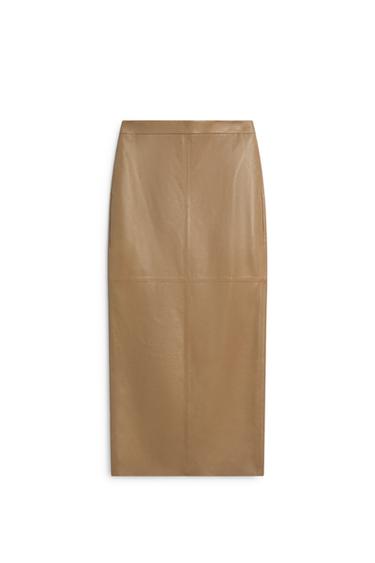 Nappa leather midi skirt with seams - LIMITED EDITION — Dark mink 2