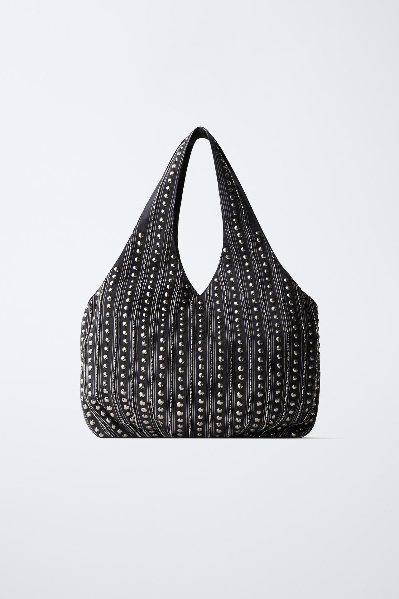 STUDDED SHOPPER BAG — Blue