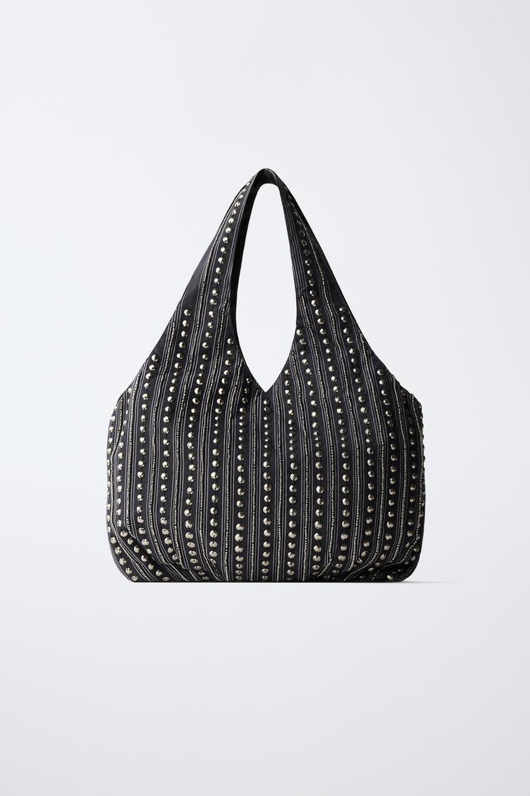 STUDDED SHOPPER BAG — Blue