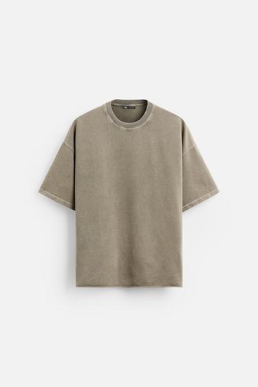 SUDADERA RELAXED FIT LAVADO - Khaki oscuro de Zara