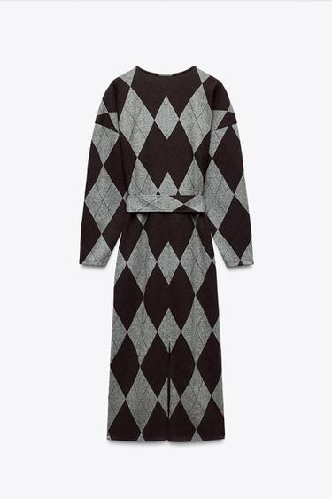 MIDI DRESS WITH BELT - mink brown by Zara - Image 4