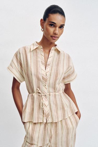 STRIPED METALLIC THREAD SHIRT - Multicoloured by Zara
