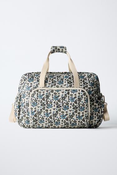 BOLSA MATERNIDAD FLORES - Azul de Zara