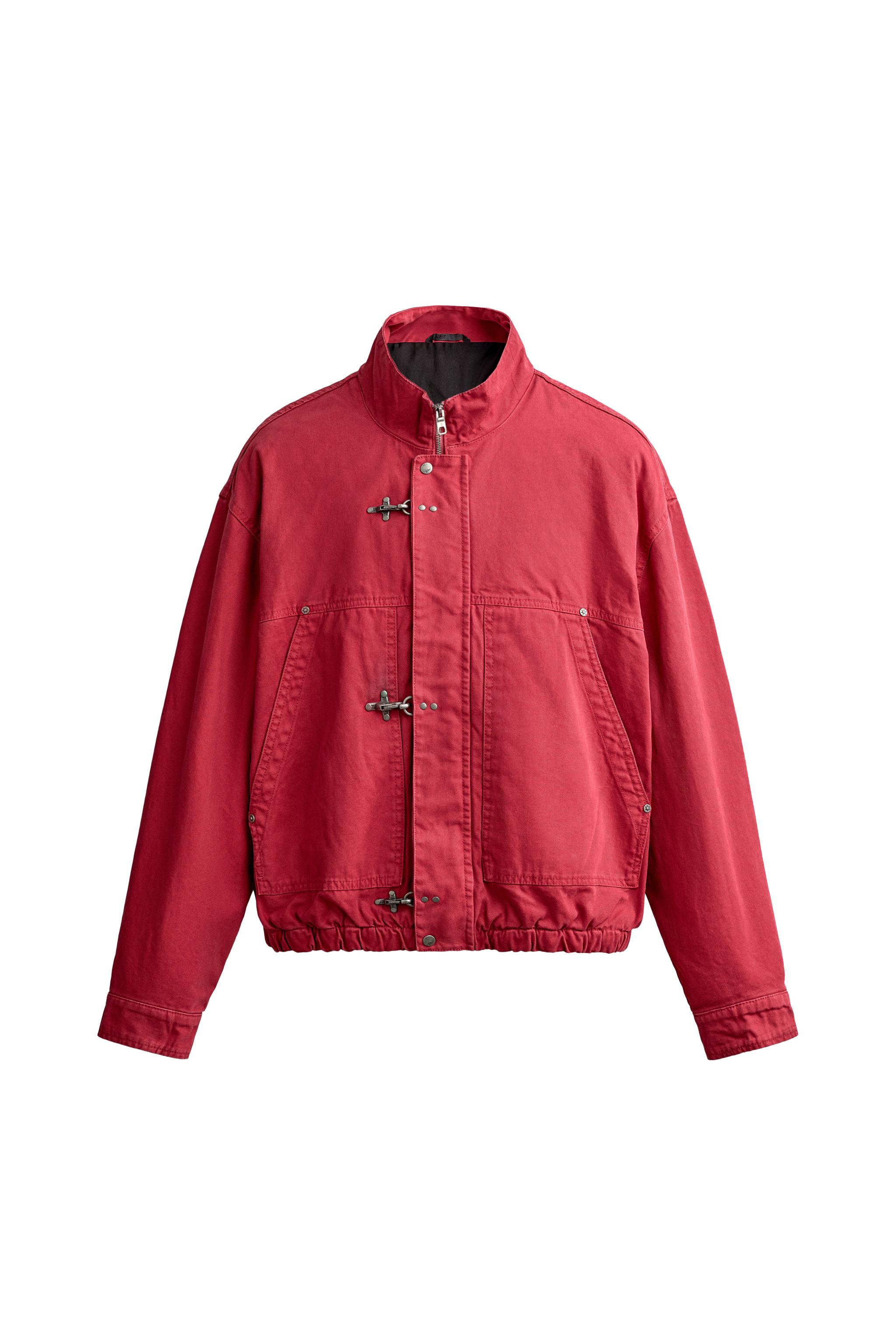 RELAXED FIT JACKET WITH METAL FIREMAN CLASPS - Navy blue | ZARA