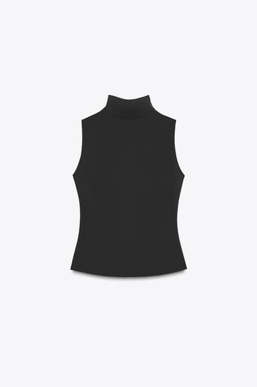 HIGH NECK POLYAMIDE TOP - Black by Zara - Image 2