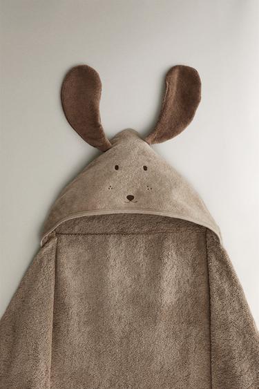 RĘCZNIK KĄPIELOWY DZIECIĘCY Z KAPTUREM PIESEK - Brązowy Zara