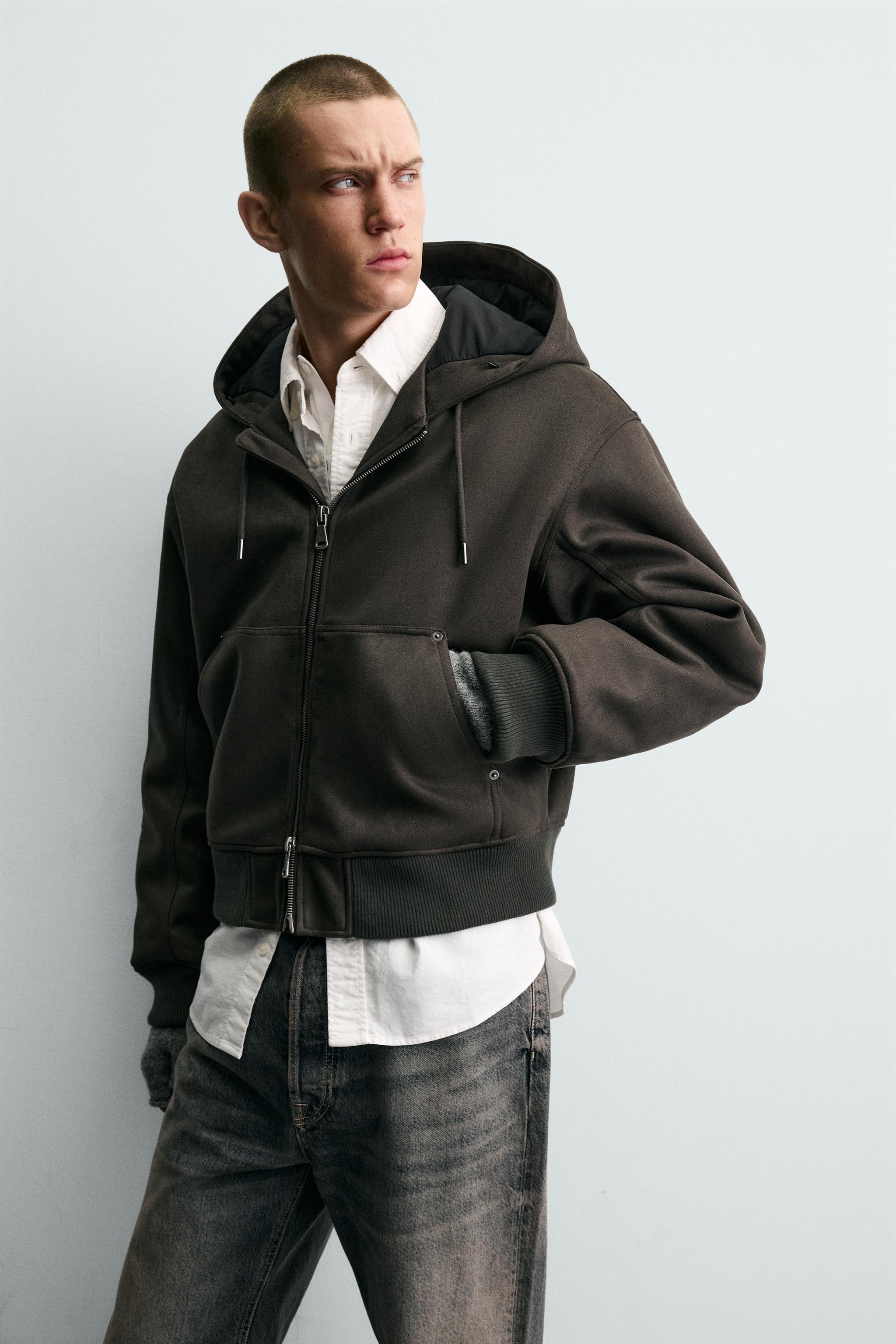 フェイクスエード キルティングジャケット - ダークカーキ | ZARA