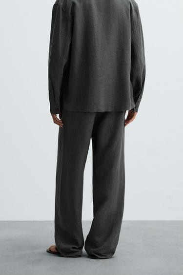 PANTALON COUPE DÉCONTRACTÉE 100 % CHANVRE - Gris anthracite de Zara - Image 2