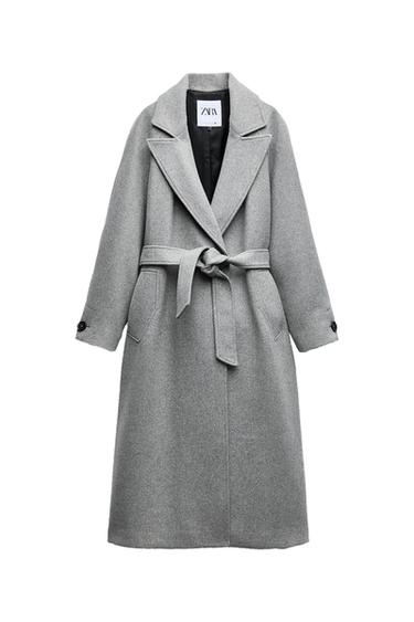 LONGLINE BELTED WOOL BLEND COAT