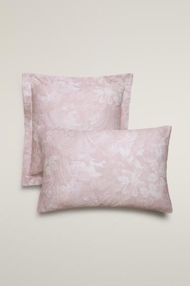 PILLOWCASE WITH FLORAL AND BRANCH PRINT - Light pink by Zara