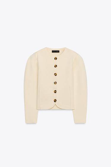 FITTED CARDIGAN WITH BUTTONS - Beige by Zara