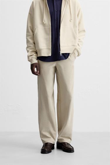 CALÇA STRAIGHT FIT CINTURA JOGGER - Bege da Zara