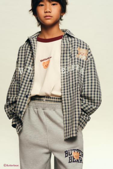 KEMEJA KOTAK-KOTAK BUTTERBEAR© - Biru navy dari Zara