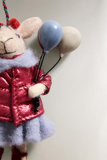 WOOL MOUSE WITH BALLOONS CHRISTMAS TREE DECORATION - Multicoloured by Zara - Image 1